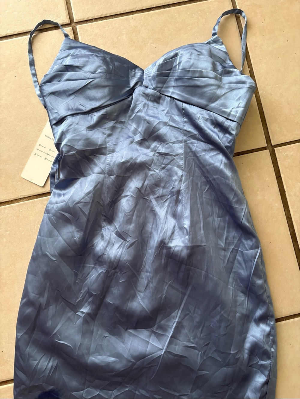 & Other Stories Satin Mini Dress in Slate Blue